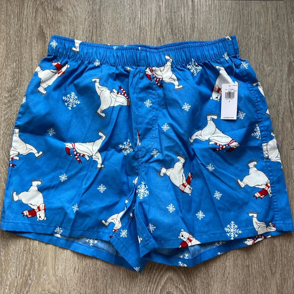 Old Navy Men’s Soft-Washed 100% Cotton Boxer Shorts Polar Bear Print Size Small